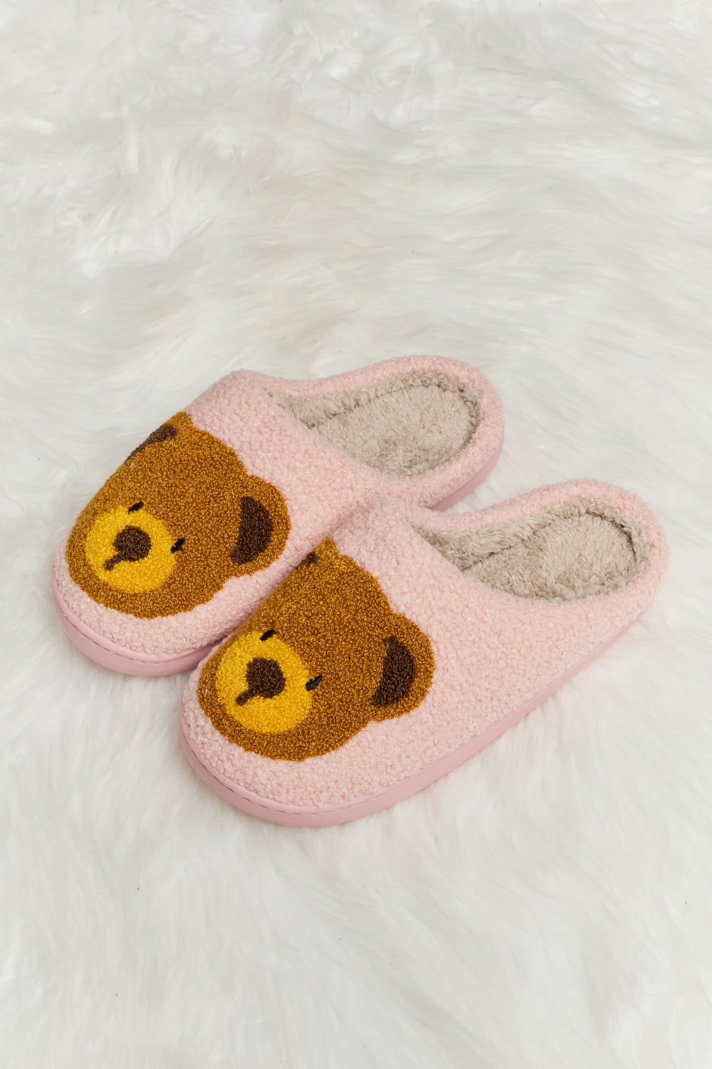 Melody Teddy Bear Print Plush Slide Slippers - FunkyPeacockStore (Store description)