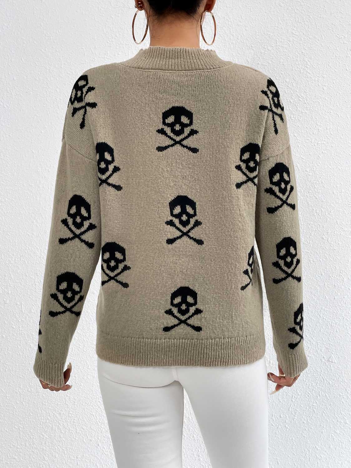 Patterned Drop Shoulder Sweater - FunkyPeacockStore (Store description)