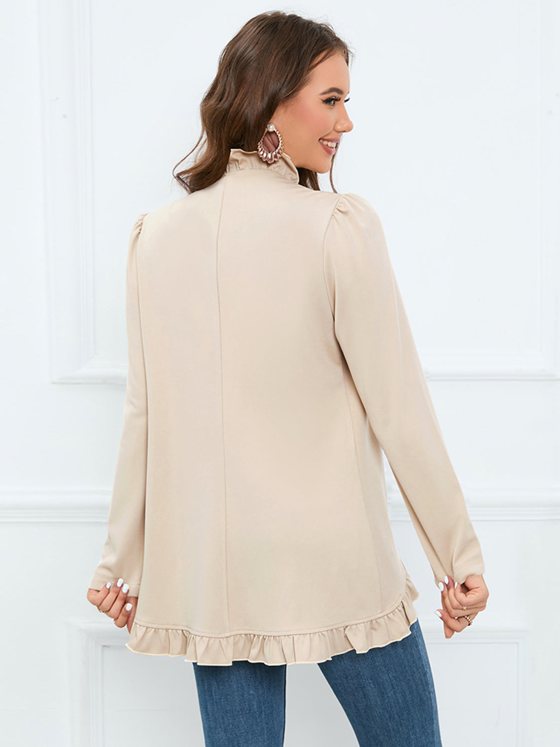 Ruffled Long Sleeve Blazer - FunkyPeacockStore (Store description)