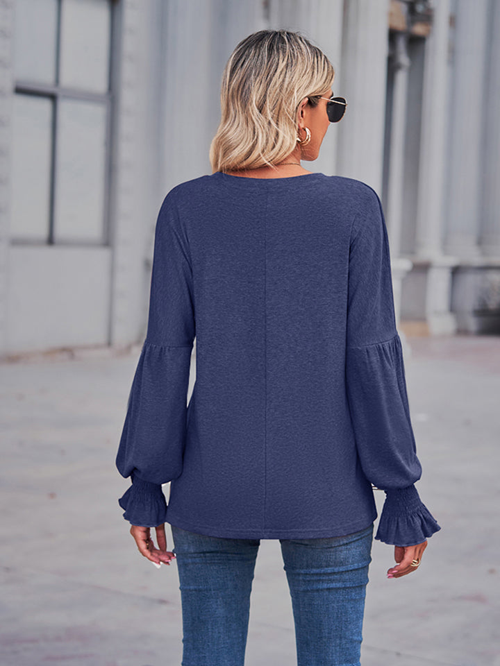 Round Neck Flounce Sleeve Blouse - FunkyPeacockStore (Store description)