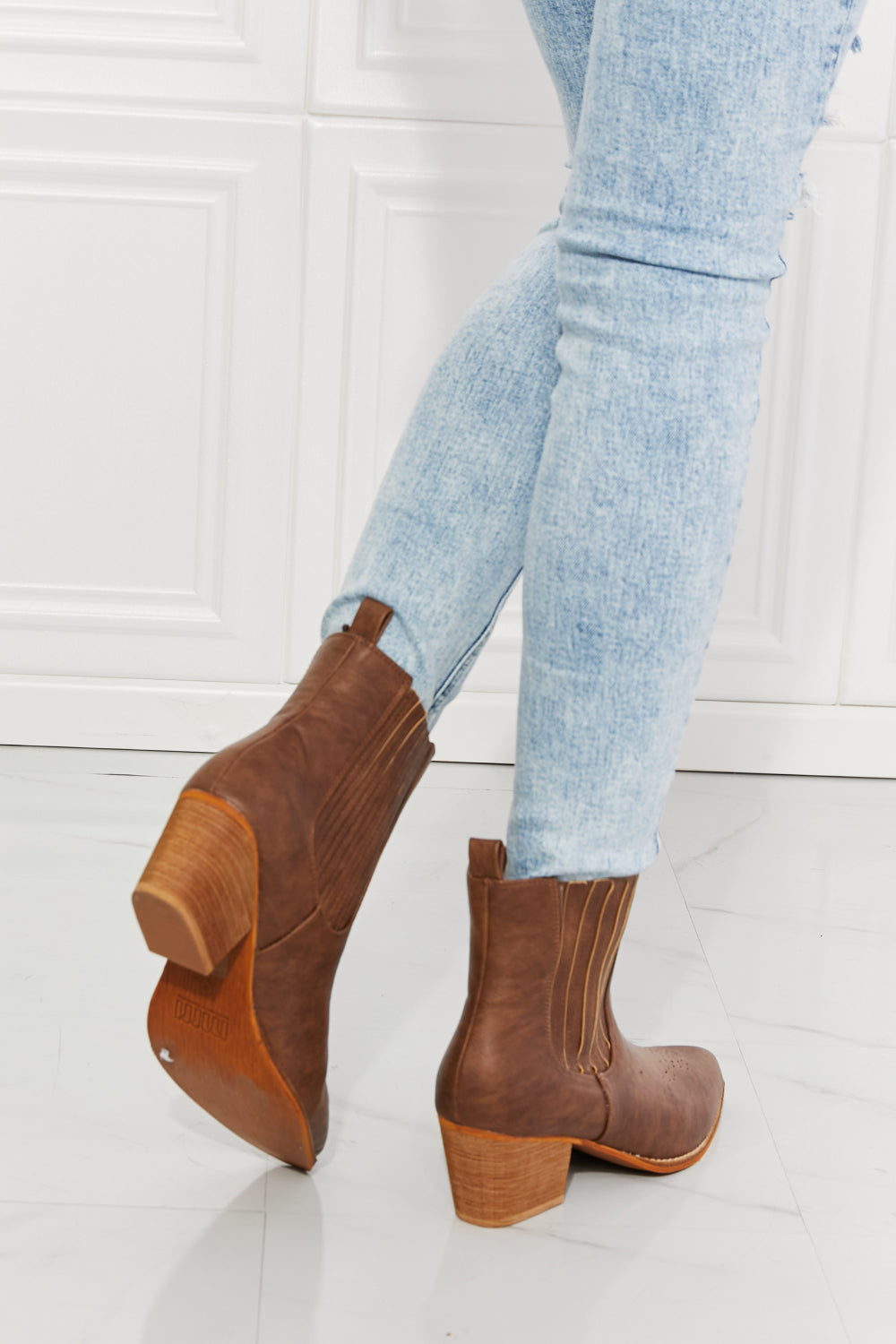 MMShoes Love the Journey Stacked Heel Chelsea Boot in Chestnut - FunkyPeacockStore (Store description)