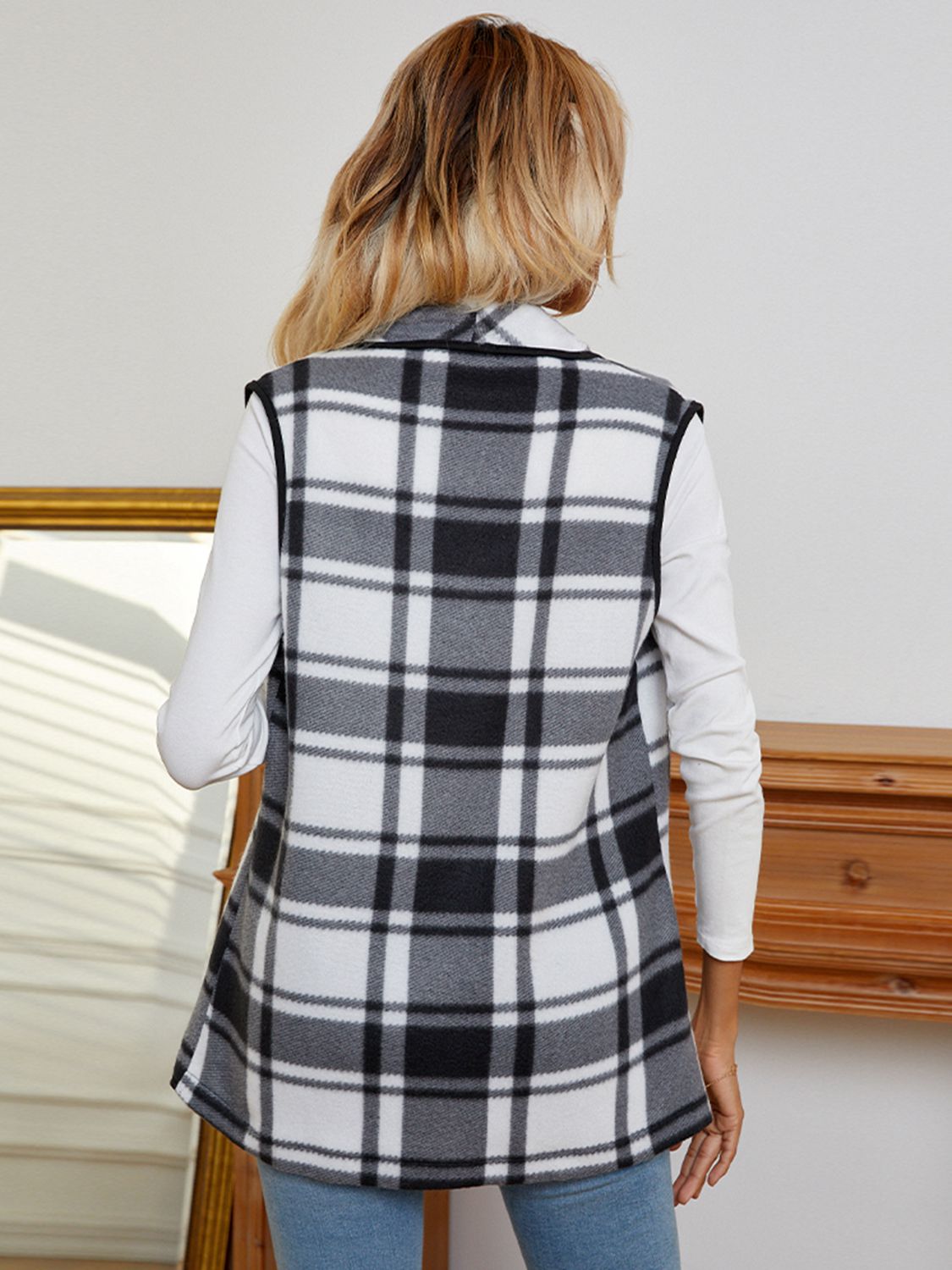 Plaid Open Front Vest - FunkyPeacockStore (Store description)