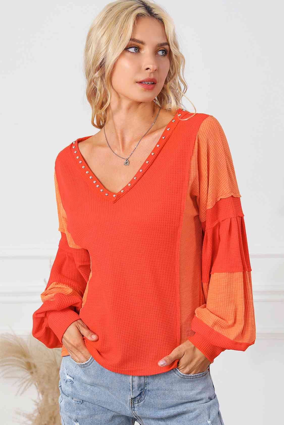 Color Block V-Neck Top - FunkyPeacockStore (Store description)