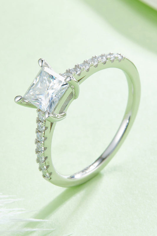 1.21 Carat Moissanite 925 Sterling Silver Side Stone Ring - FunkyPeacockStore (Store description)