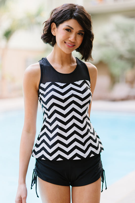 Chevron Print Ruched Tankini Set - FunkyPeacockStore (Store description)