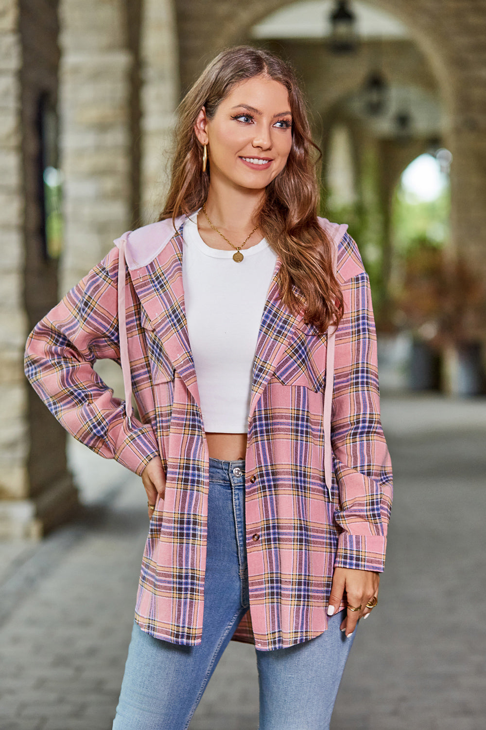 Plaid Long Sleeve Hooded Jacket - FunkyPeacockStore (Store description)