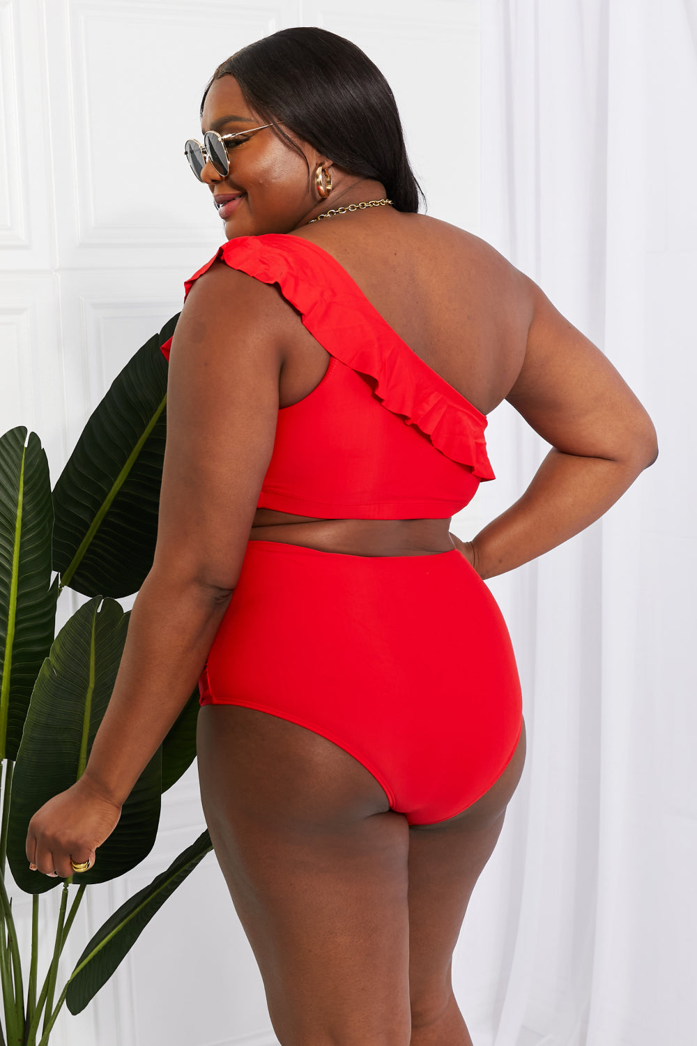 Seaside Romance Ruffle One-Shoulder Bikini in Red - FunkyPeacockStore (Store description)