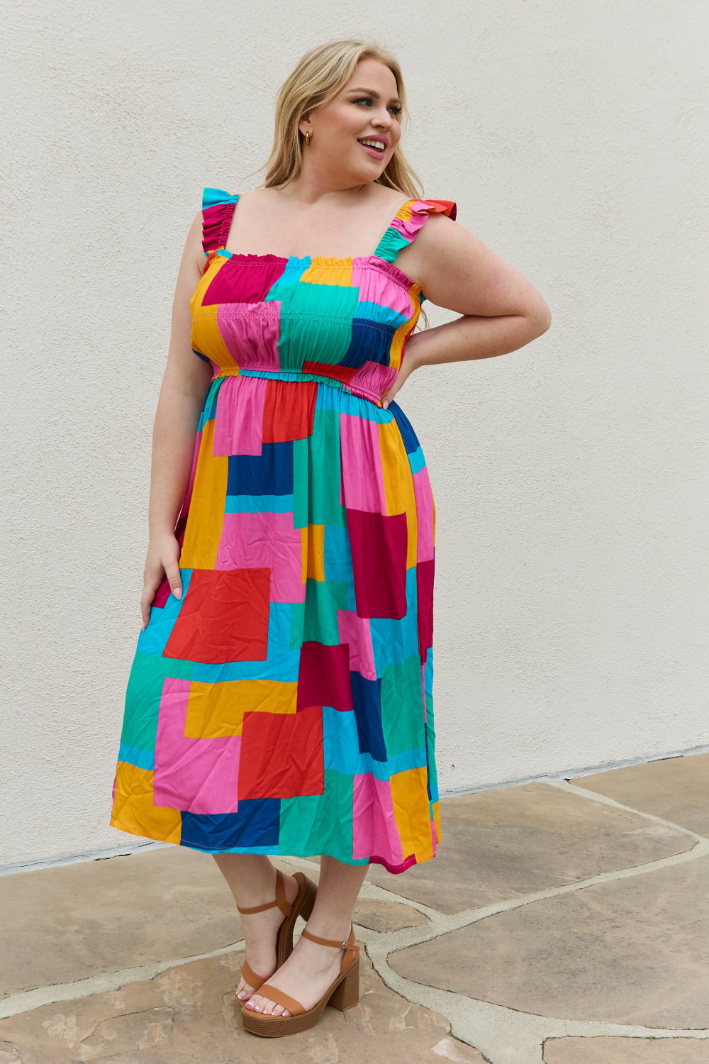 And The Why Multicolored Square Print Summer Dress - FunkyPeacockStore (Store description)