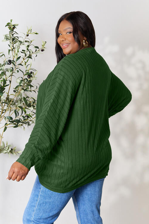 Basic Bae Full Size Ribbed Open Front Long Sleeve Cardigan - FunkyPeacockStore (Store description)