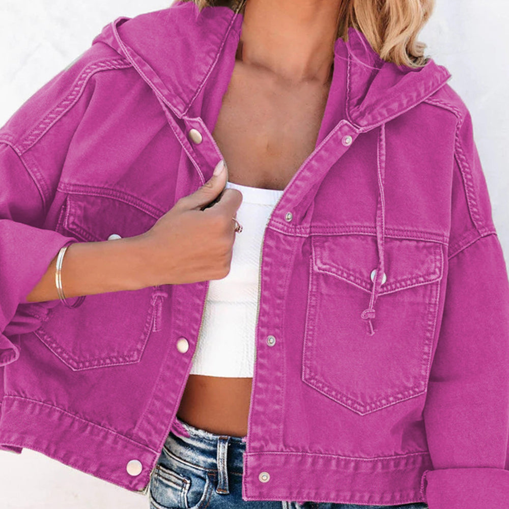 Hooded Dropped Shoulder Denim Jacket - FunkyPeacockStore (Store description)