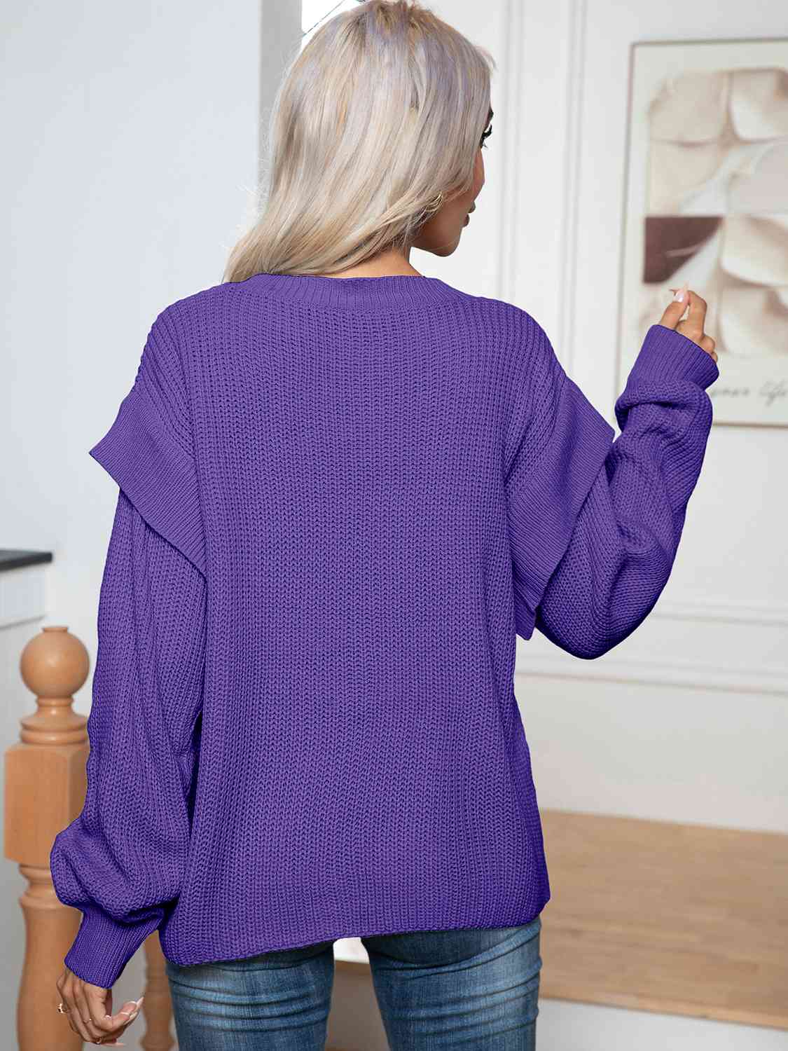 Dropped Shoulder Long Sleeve Sweater - FunkyPeacockStore (Store description)