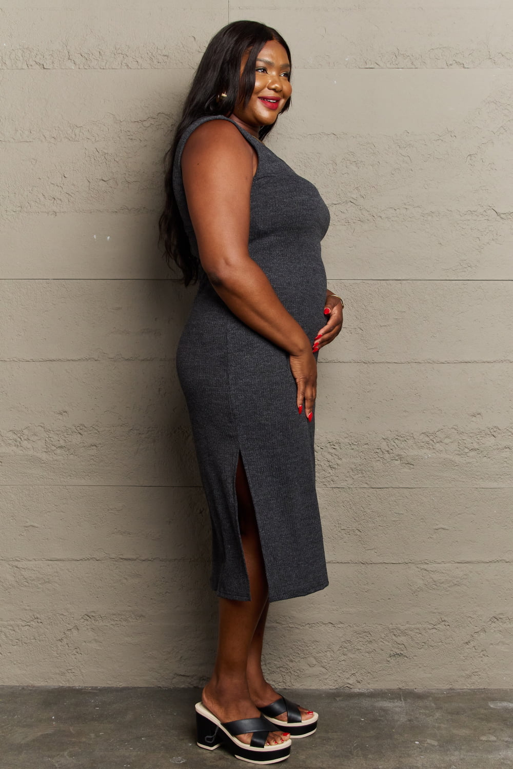 Sew In Love Full Size For The Night Fitted Sleeveless Midi Dress in Black - FunkyPeacockStore (Store description)