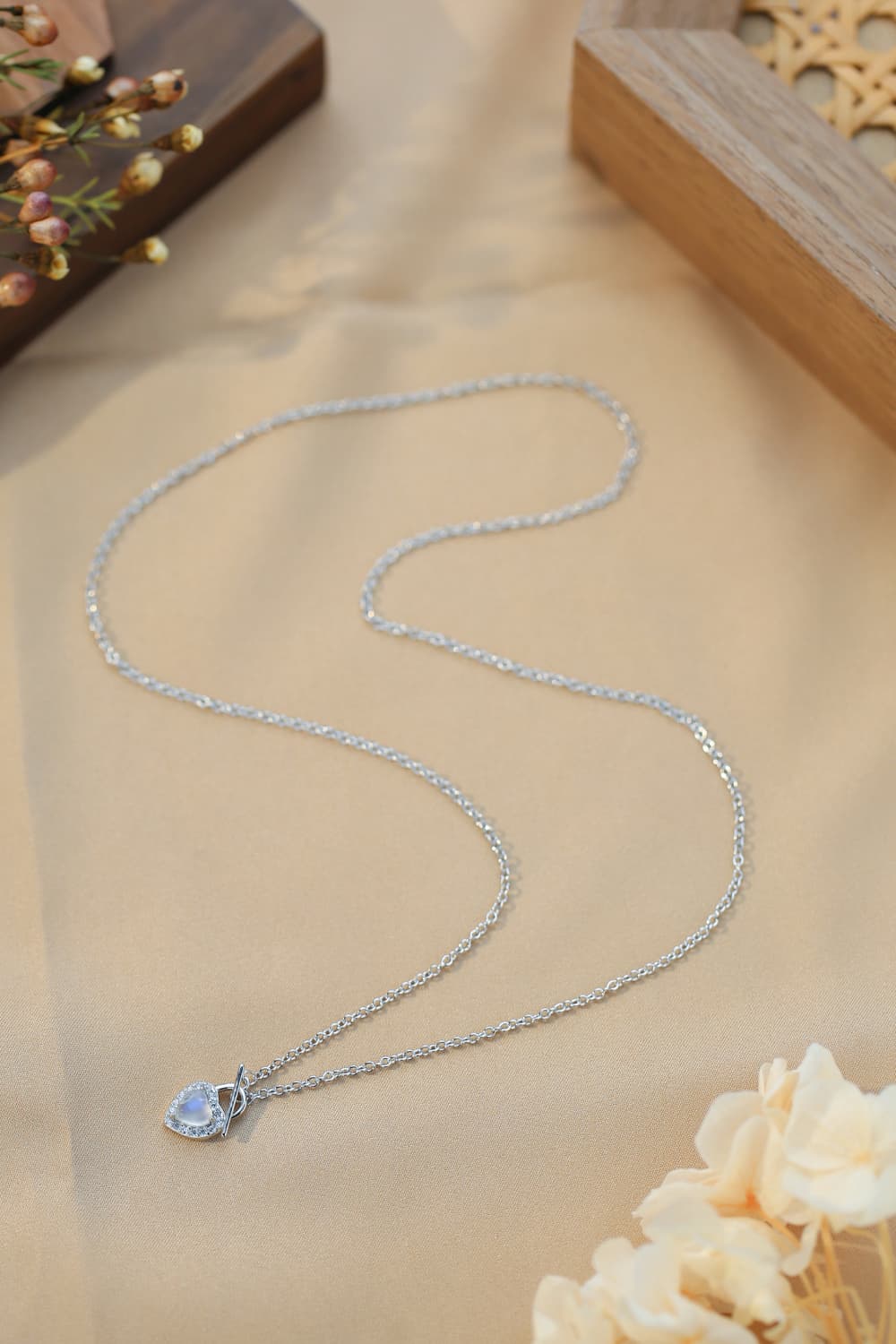 Moonstone Heart Lock Pendant Necklace - FunkyPeacockStore (Store description)