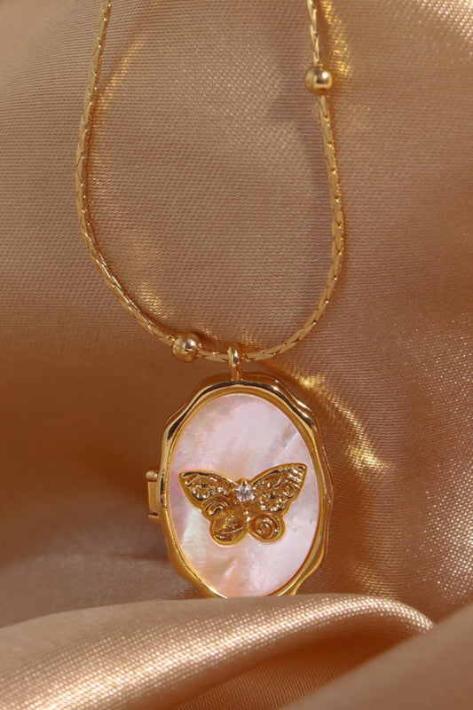 Butterfly Shell Pendant Copper Necklace - FunkyPeacockStore (Store description)