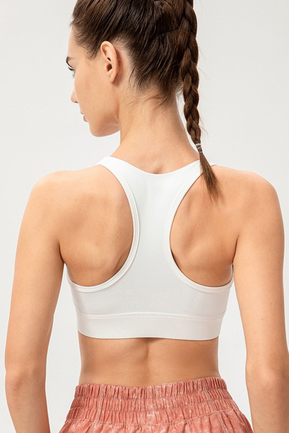 Zip-Up Round Neck Sports Bra - FunkyPeacockStore (Store description)