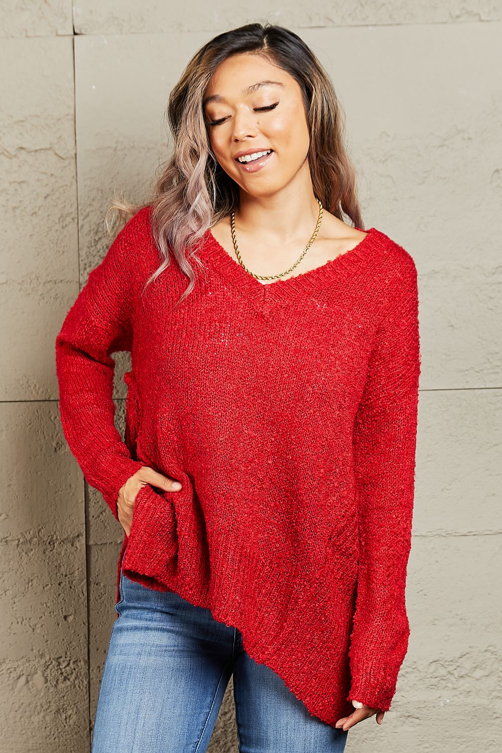 Heimish By The Fire Draped Detail Knit Sweater - FunkyPeacockStore (Store description)