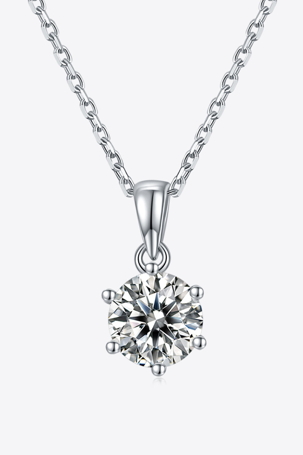 1 Carat Moissanite 925 Sterling Silver Necklace - FunkyPeacockStore (Store description)