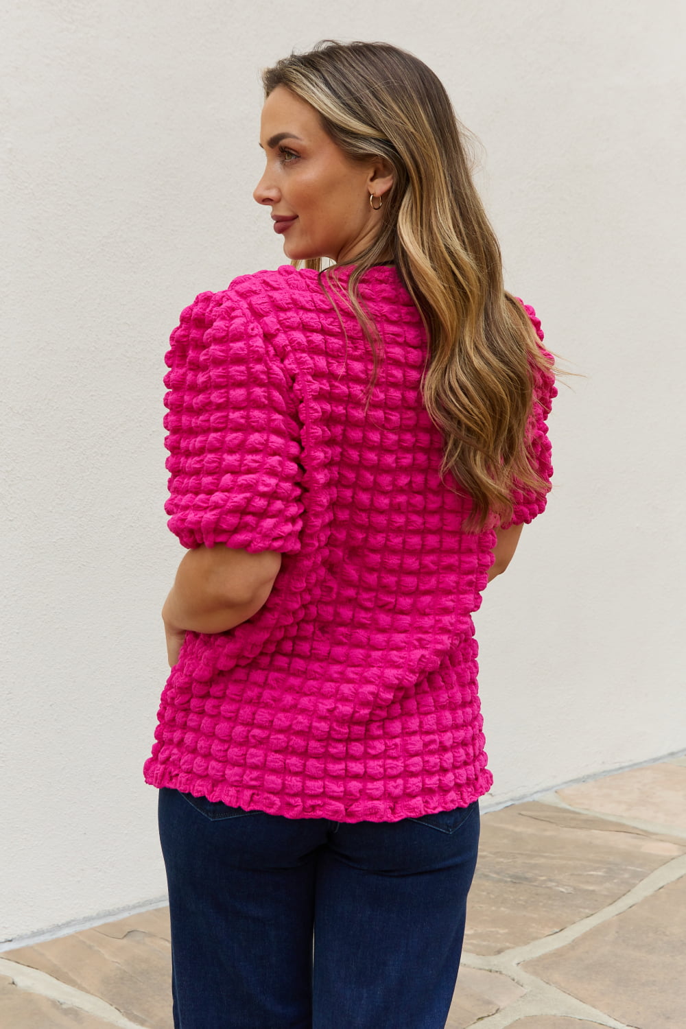 And The Why Bubble textured Puff Sleeve Top - FunkyPeacockStore (Store description)