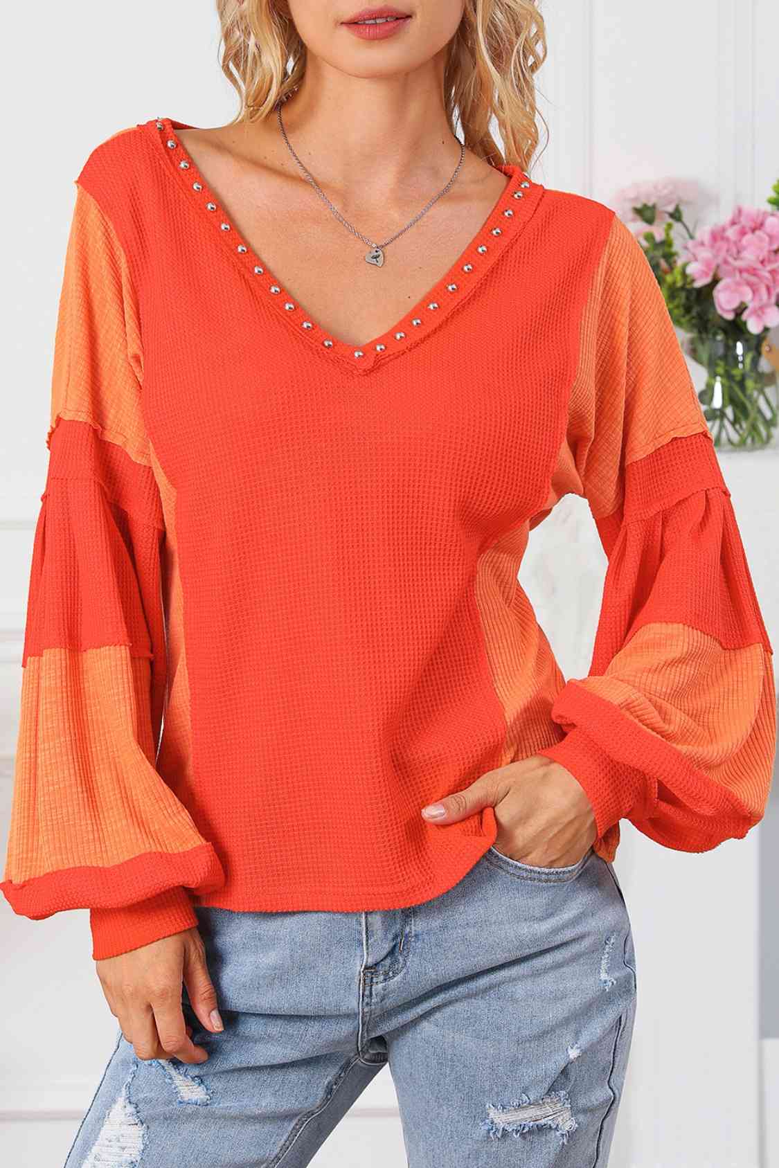 Color Block V-Neck Top - FunkyPeacockStore (Store description)