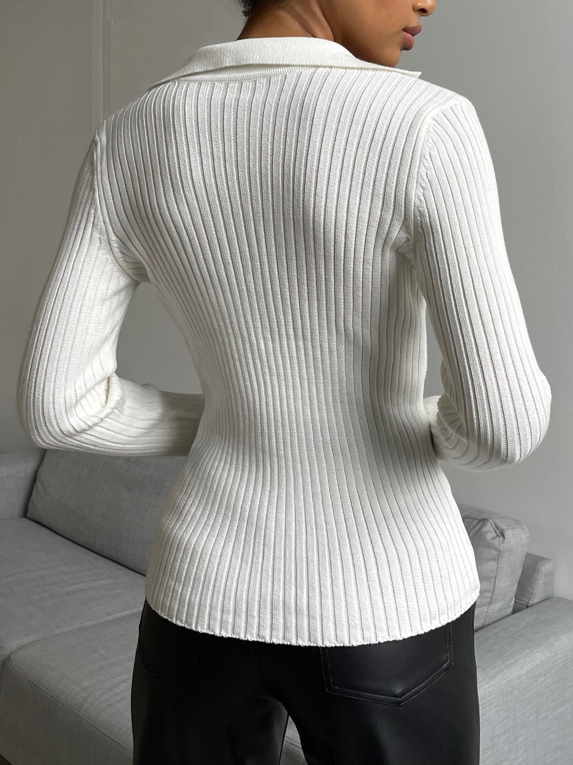 Johnny Collar Rib-Knit Top - FunkyPeacockStore (Store description)