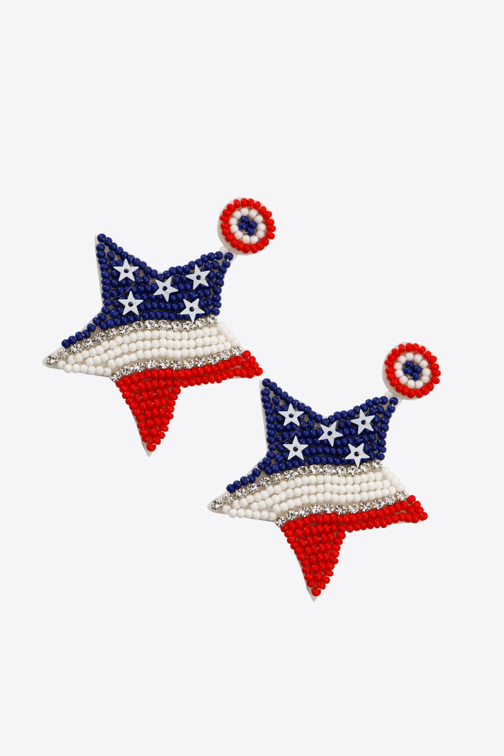 US Flag Beaded Star Earrings - FunkyPeacockStore (Store description)