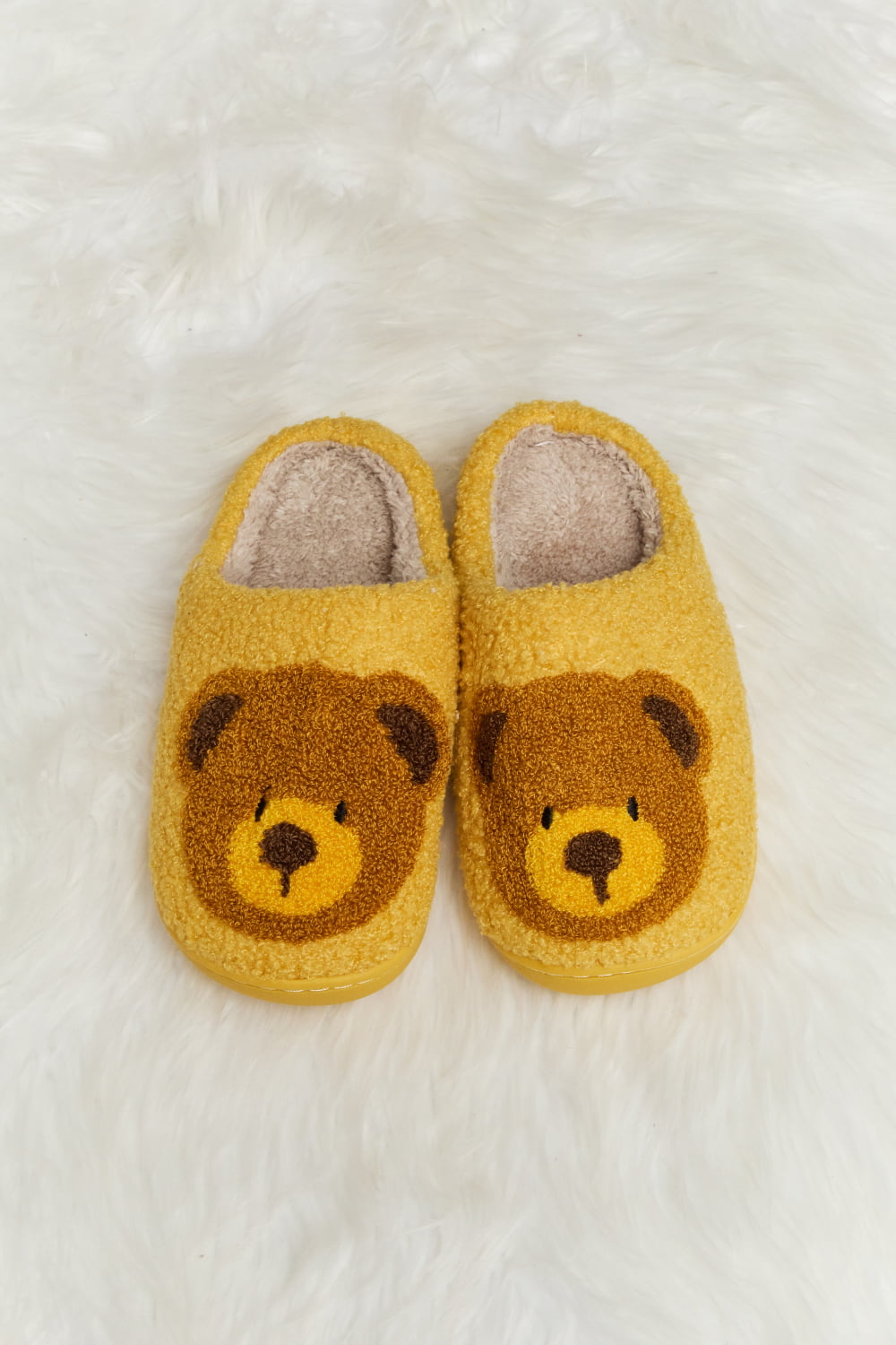 Melody Teddy Bear Print Plush Slide Slippers - FunkyPeacockStore (Store description)