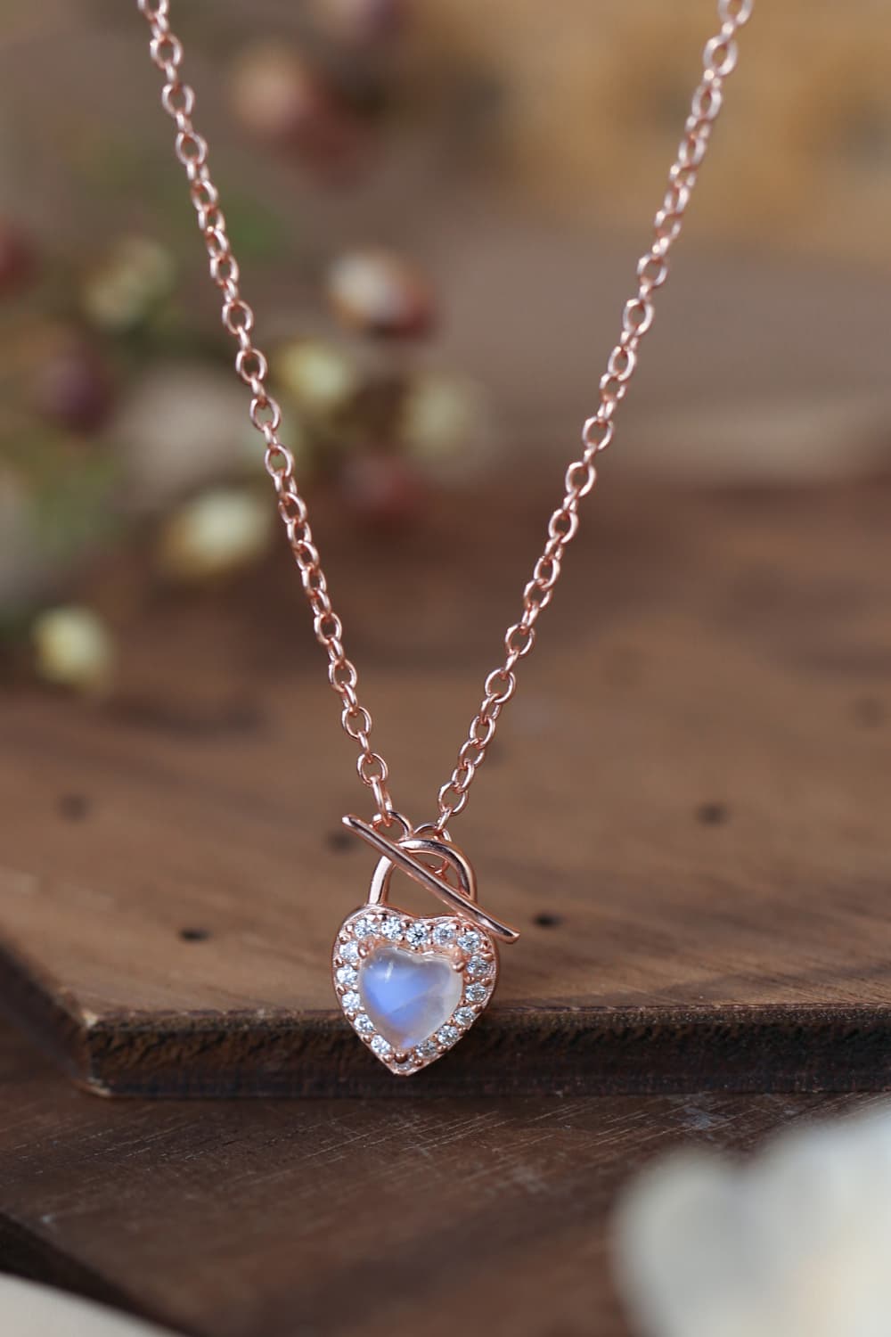 Moonstone Heart Lock Pendant Necklace - FunkyPeacockStore (Store description)