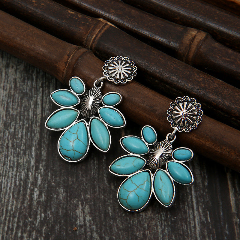 Artificial Turquoise Flower Earrings - FunkyPeacockStore (Store description)