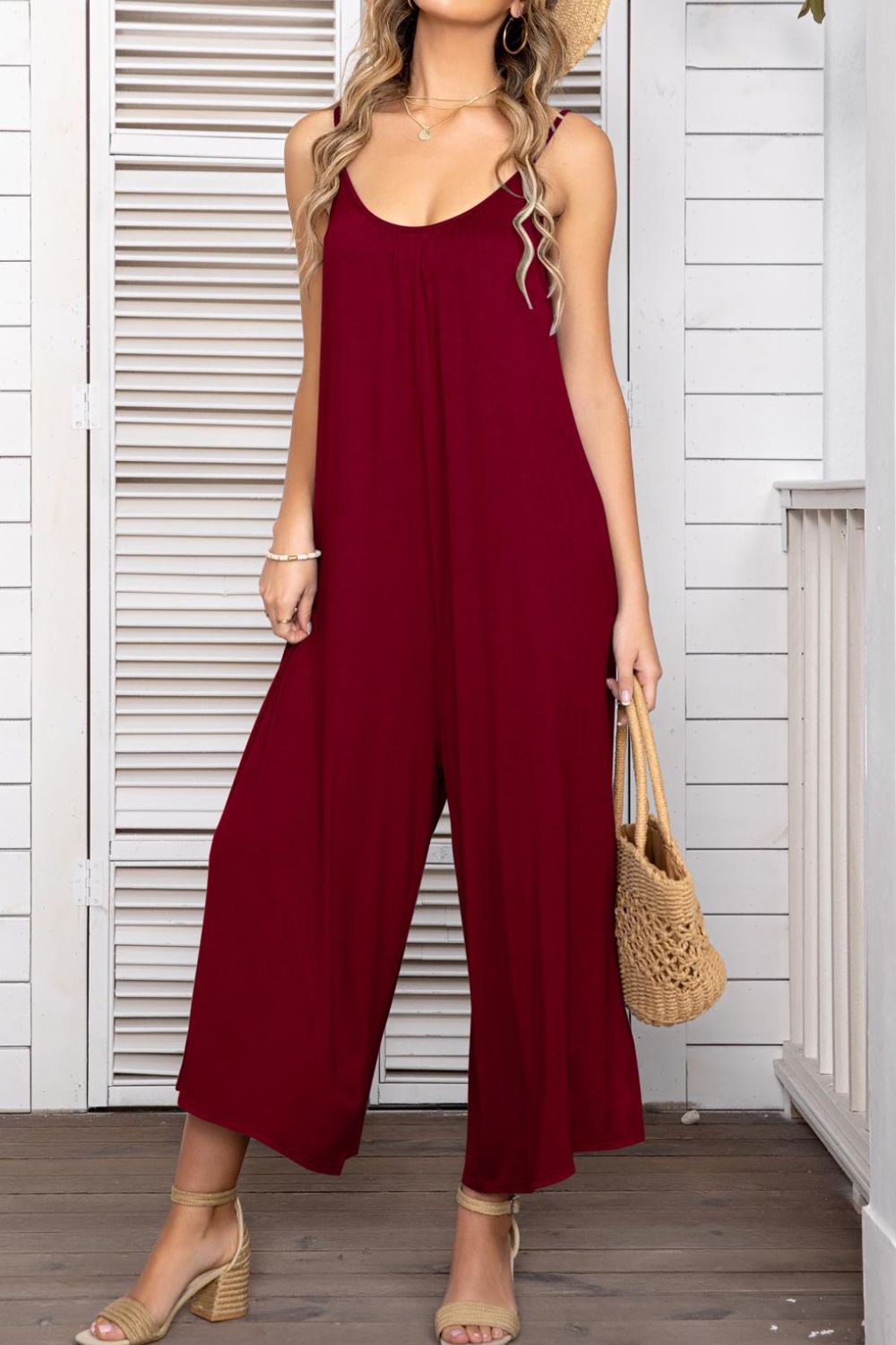 Spaghetti Strap Scoop Neck Jumpsuit - FunkyPeacockStore (Store description)