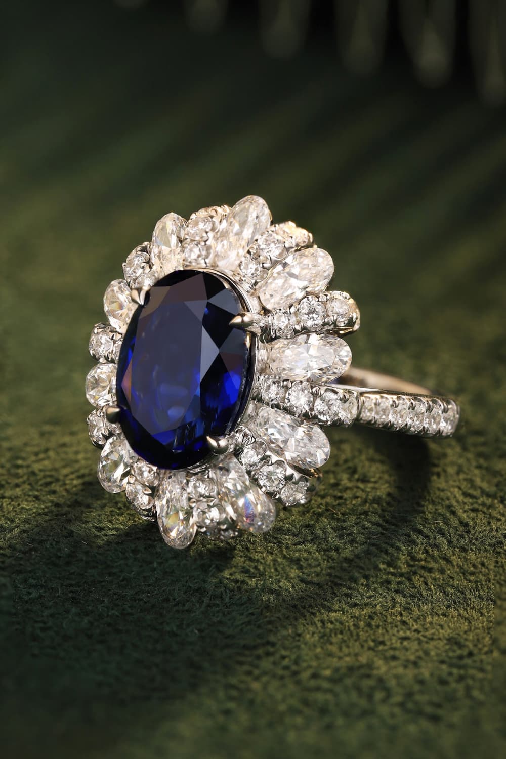 5 Carat Lab-Grown Sapphire Flower Shape Ring - FunkyPeacockStore (Store description)