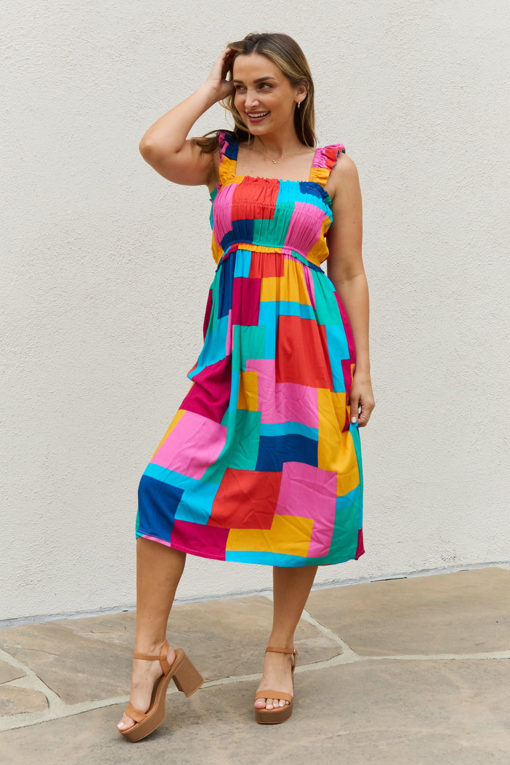 And The Why Multicolored Square Print Summer Dress - FunkyPeacockStore (Store description)