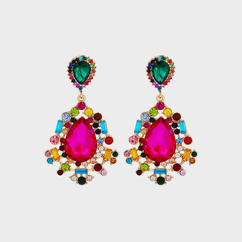 Teardrop Shape Rhinestone Alloy Dangle Earrings - FunkyPeacockStore (Store description)