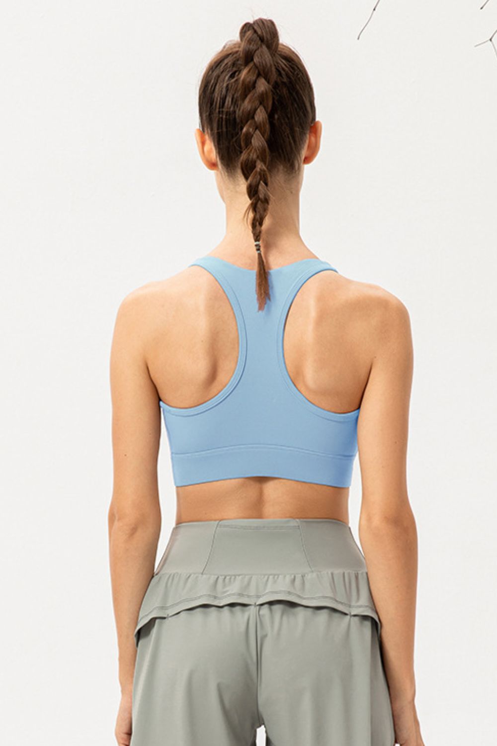 Zip-Up Round Neck Sports Bra - FunkyPeacockStore (Store description)