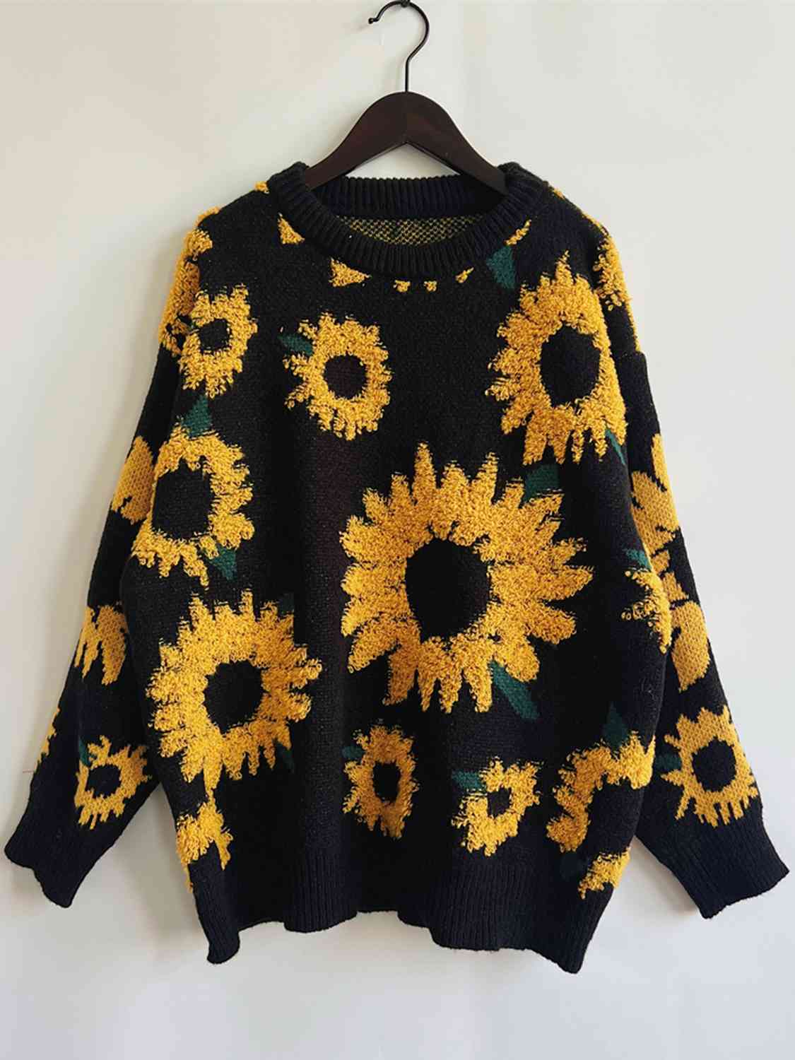 Sunflower Dropped Shoulder Long Sleeve Sweater - FunkyPeacockStore (Store description)