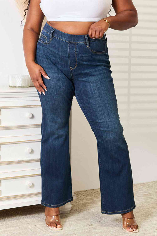 Judy Blue Elastic Waistband Slim Bootcut Jeans - FunkyPeacockStore (Store description)
