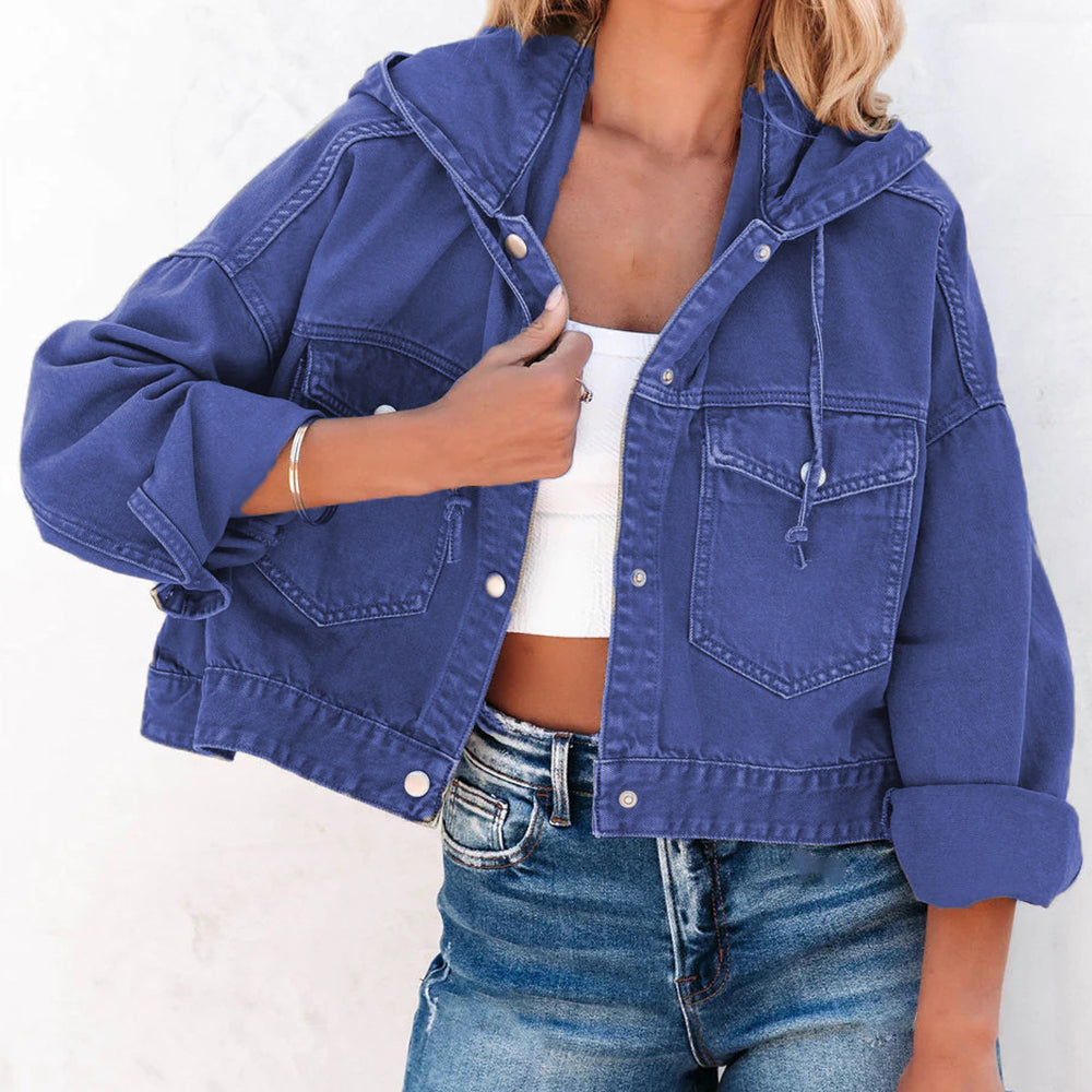 Hooded Dropped Shoulder Denim Jacket - FunkyPeacockStore (Store description)