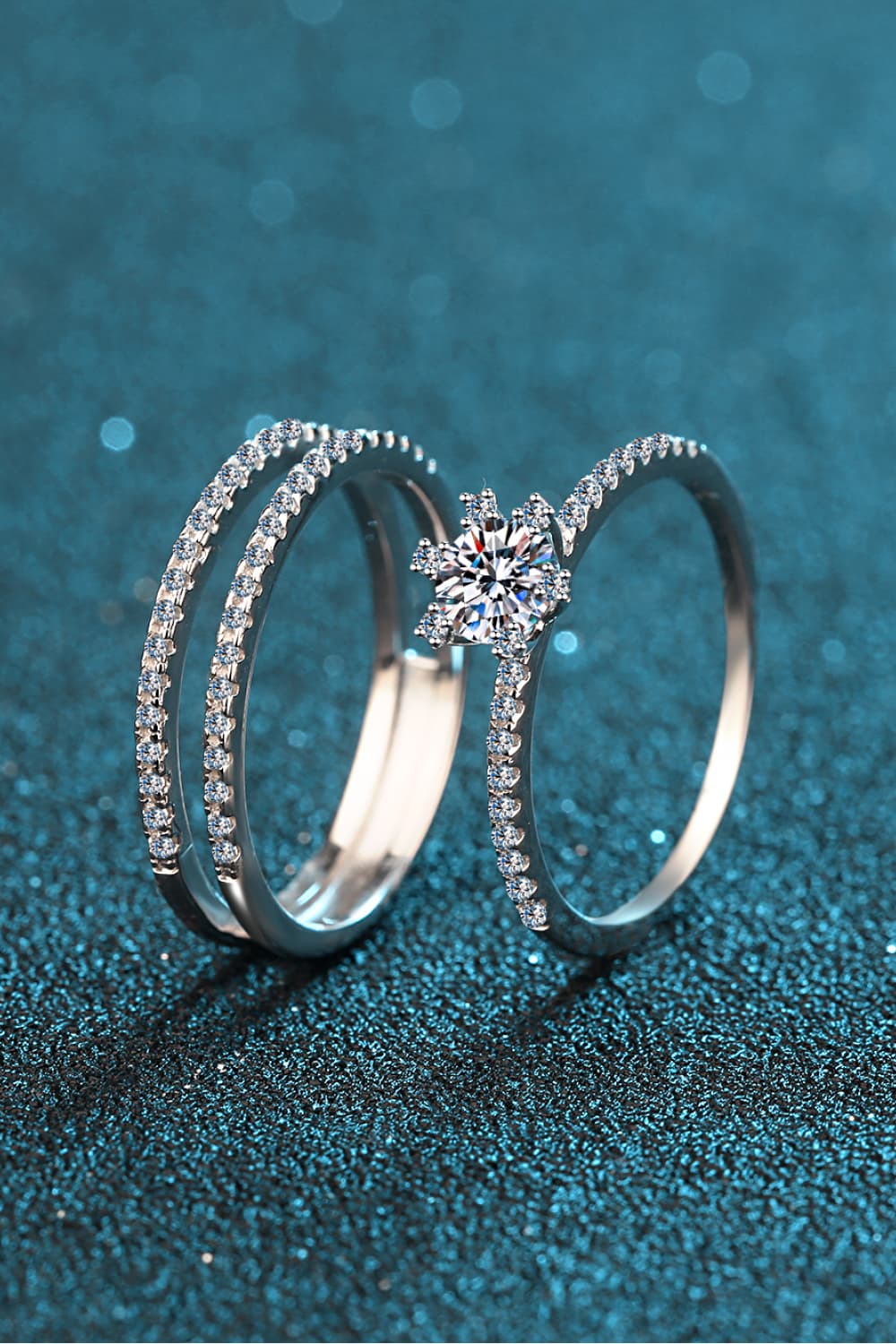 Moissanite 925 Sterling Silver Ring Set - FunkyPeacockStore (Store description)