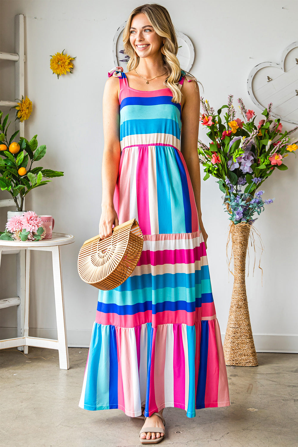 Striped Sleeveless Maxi Dress - FunkyPeacockStore (Store description)