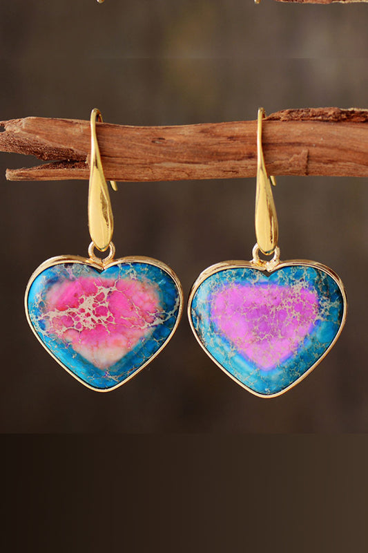 Natural Stone Heart Drop Earrings - FunkyPeacockStore (Store description)