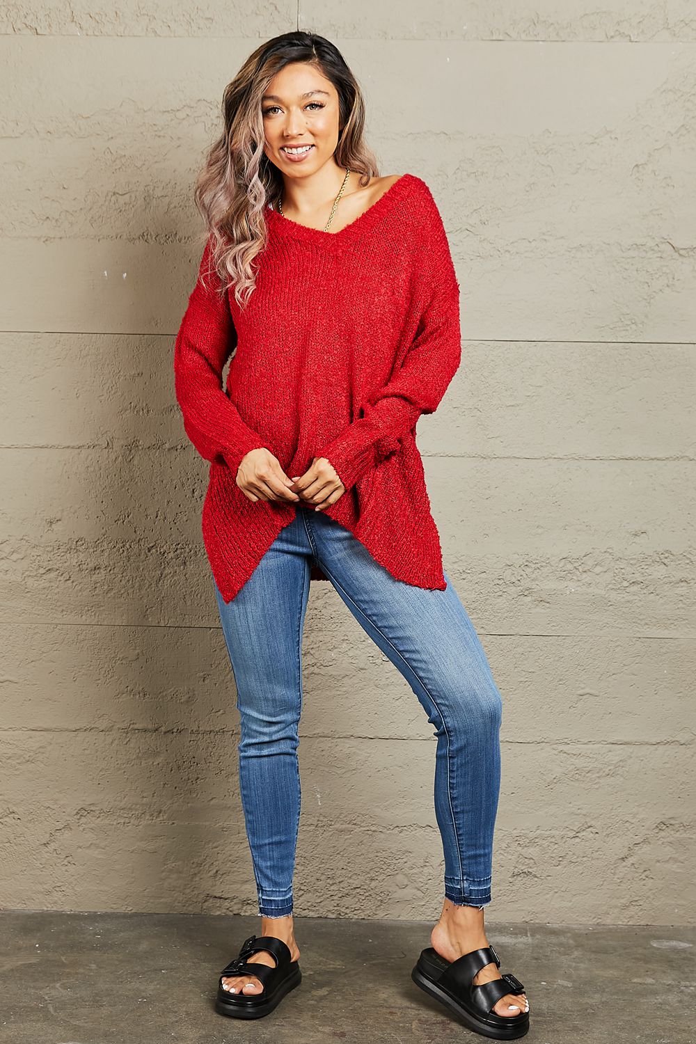 Heimish By The Fire Draped Detail Knit Sweater - FunkyPeacockStore (Store description)