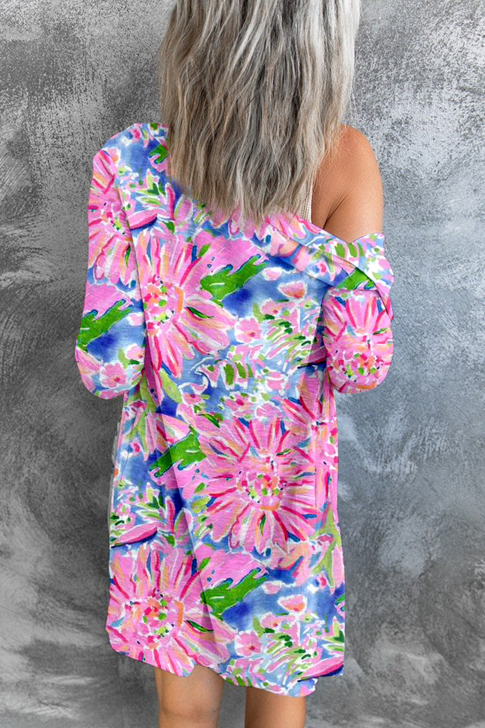 Floral Open Front Long Sleeve Cardigan - FunkyPeacockStore (Store description)