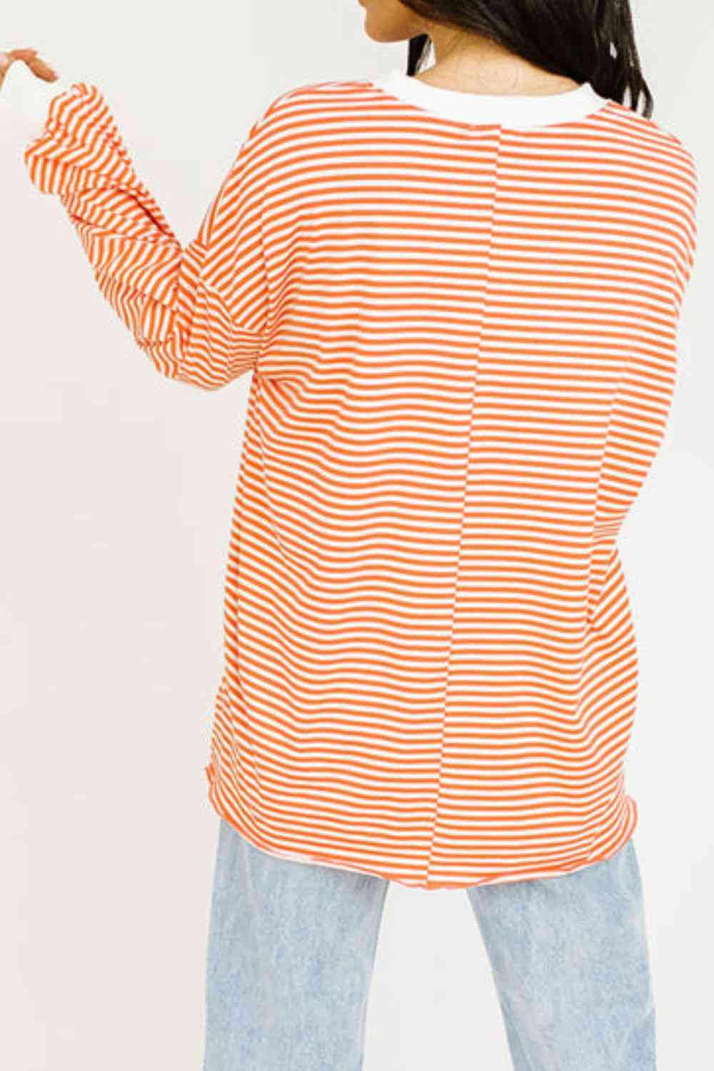 Striped Round Neck Long Sleeve Sweatshirt - FunkyPeacockStore (Store description)