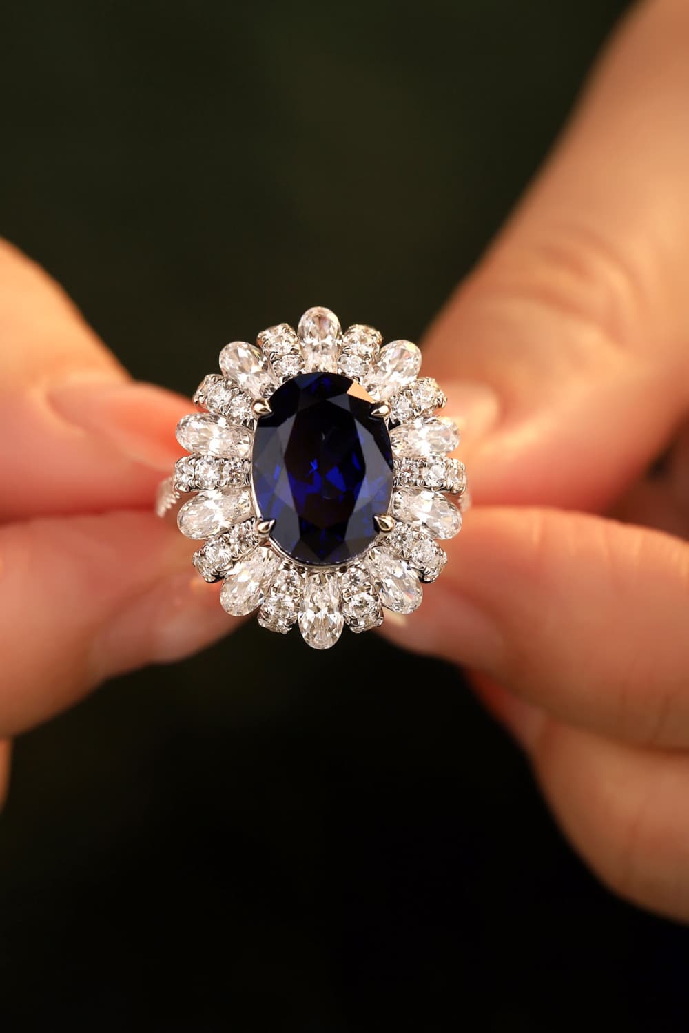 5 Carat Lab-Grown Sapphire Flower Shape Ring - FunkyPeacockStore (Store description)