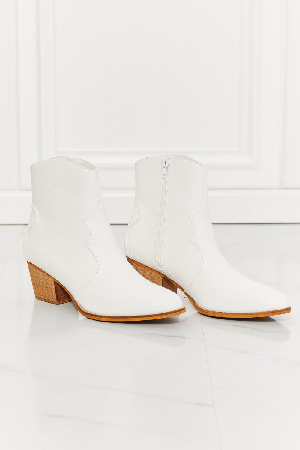 MMShoes Watertower Town Faux Leather Western Ankle Boots in White - FunkyPeacockStore (Store description)