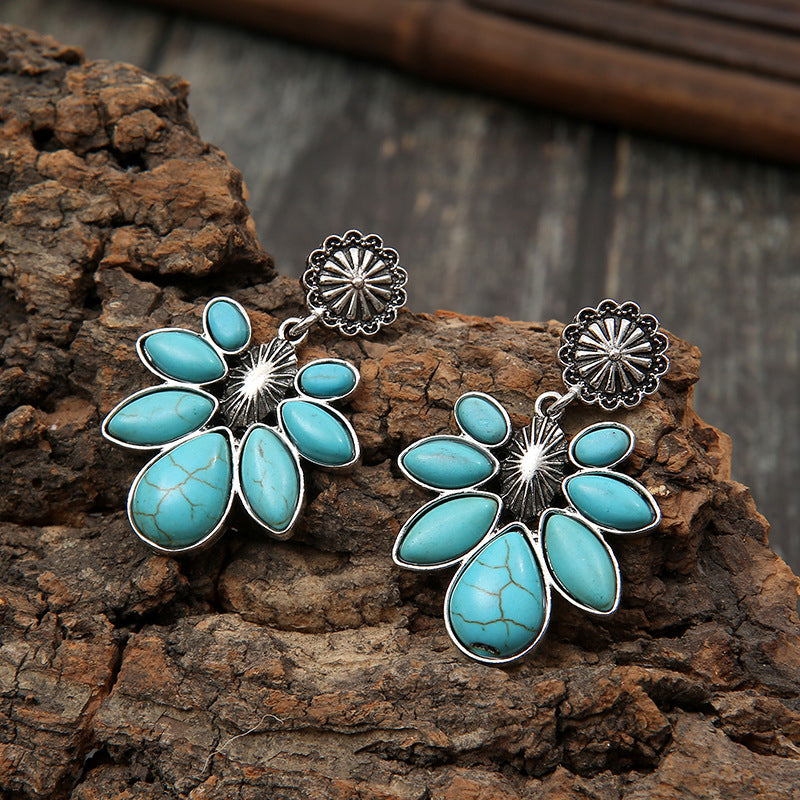 Artificial Turquoise Flower Earrings - FunkyPeacockStore (Store description)