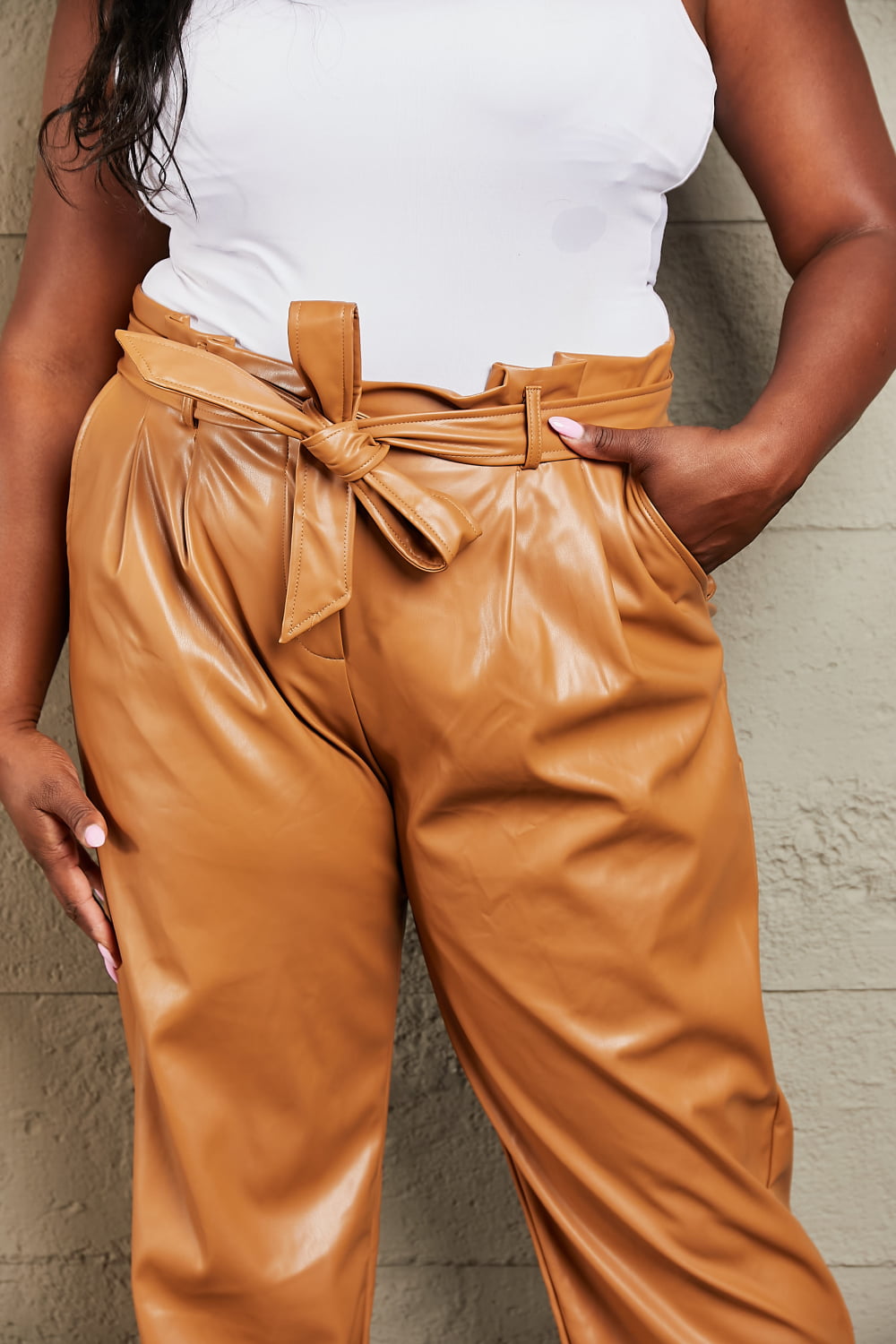 HEYSON Powerful You Faux Leather Paperbag Waist Pants - FunkyPeacockStore (Store description)