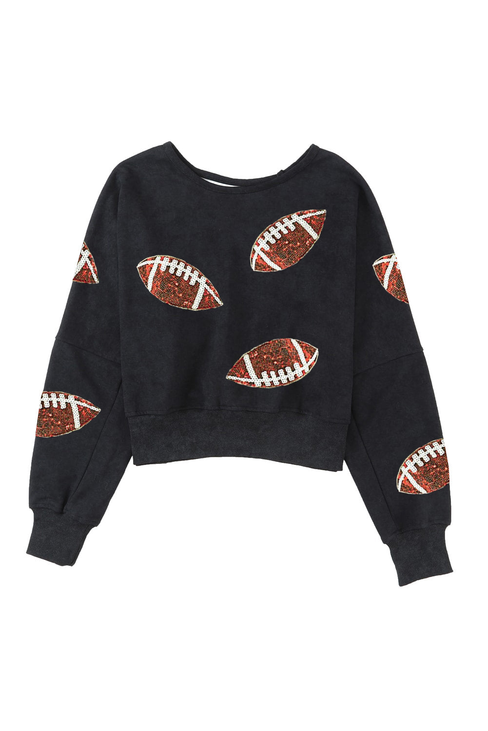 Sequin Football Patch Open Back Sweatshirt - FunkyPeacockStore (Store description)