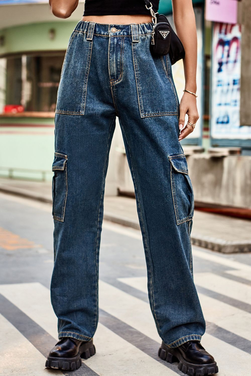 Long Straight Leg Jeans with Pockets - FunkyPeacockStore (Store description)