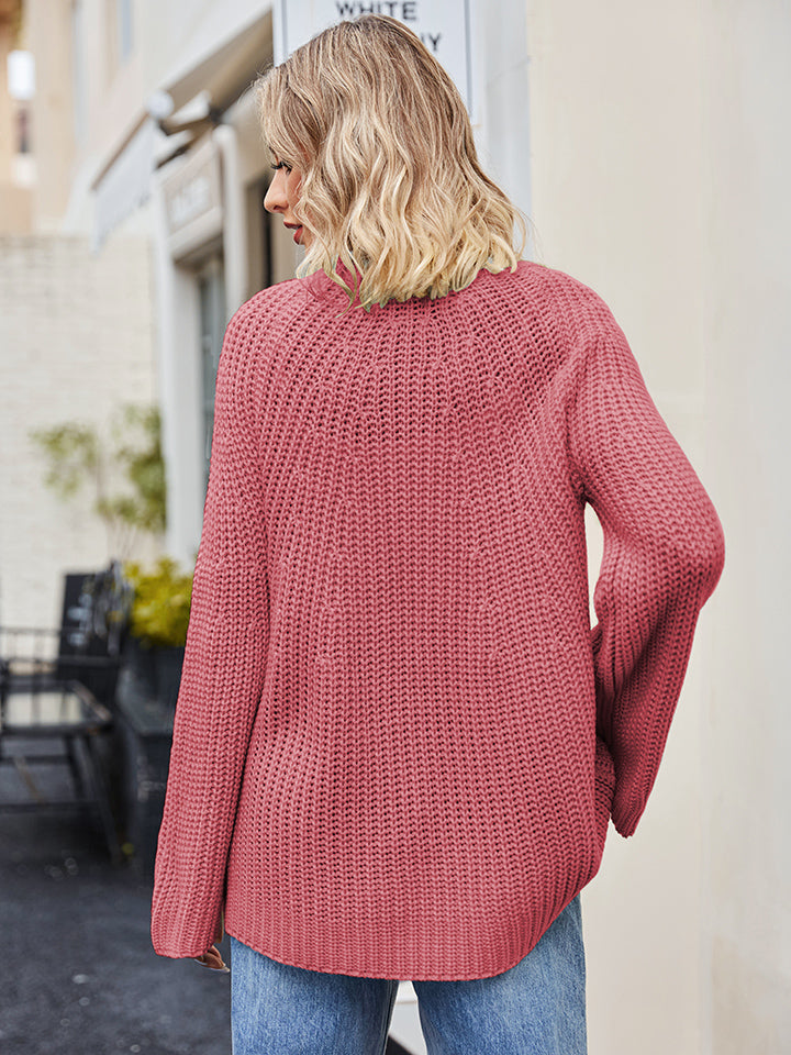 Raglan Sleeve Waffle Knit Sweater - FunkyPeacockStore (Store description)