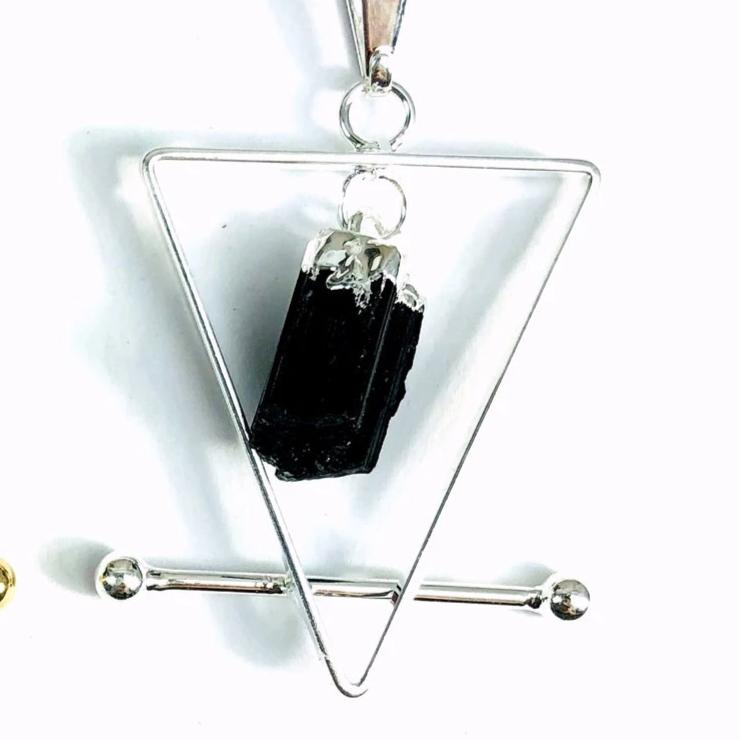 Black Tourmaline and Quartz With 14K Gold Plated or Silver Metal Pendant Necklace - FunkyPeacockStore (Store description)